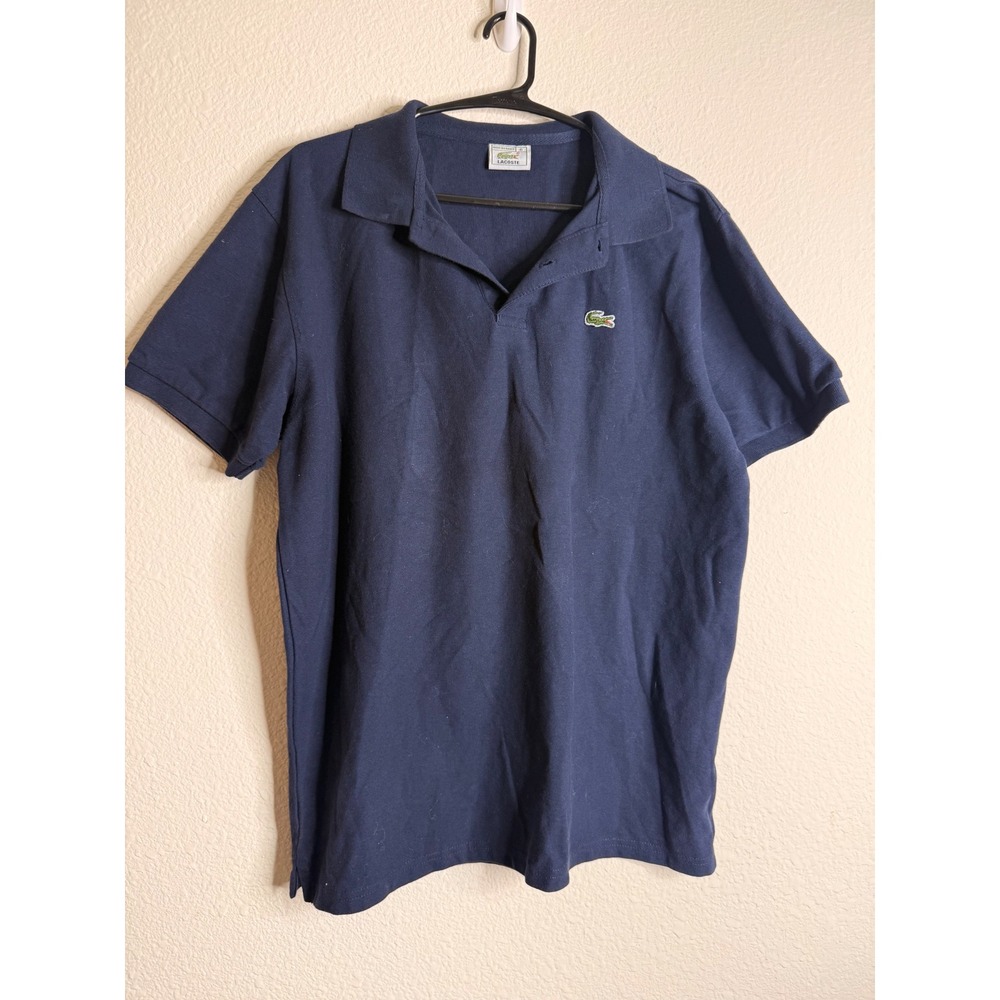 Lacoste Polo Shirt Mens Vintage Made in France Size 6 Navy Blue Good